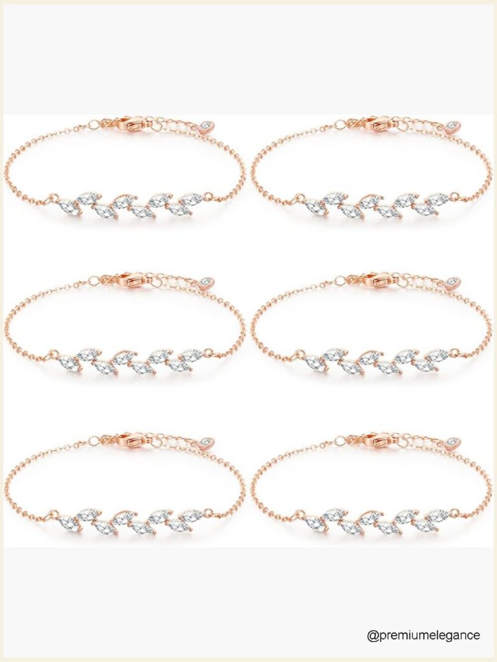 6 Piece Bridesmaid Bracelet Set Adjustable Crystal Link Bracelets Wedding Party
